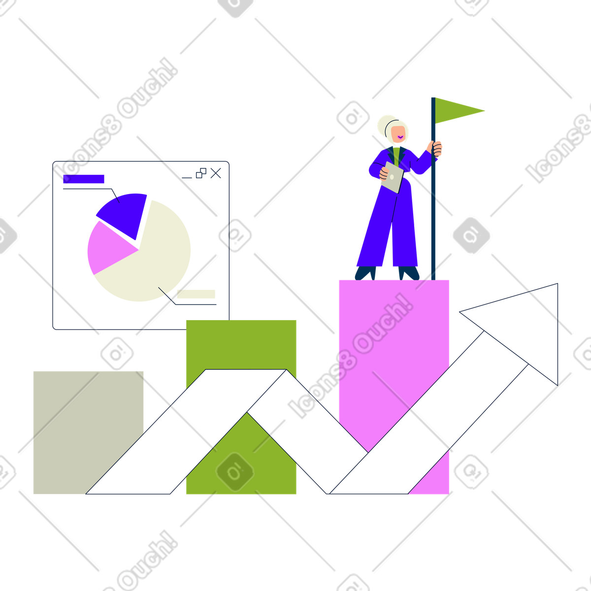 Leadership and management for business growth illustration in PNG, SVG
