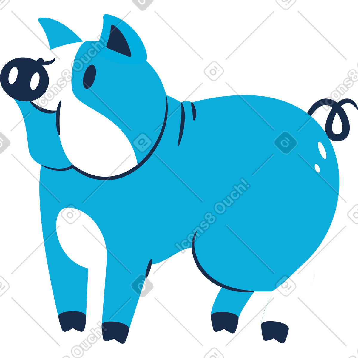 Ilustración Cerdo de pie en estilo Flame a descargar en PNG y SVG
