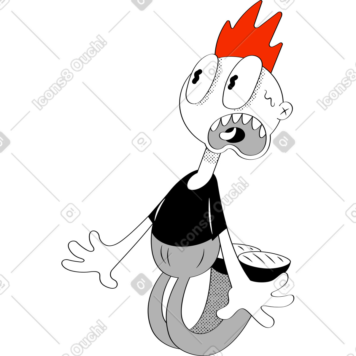 Screaming jumped man-Illustration im Looney-Stil als Download in PNG, SVG