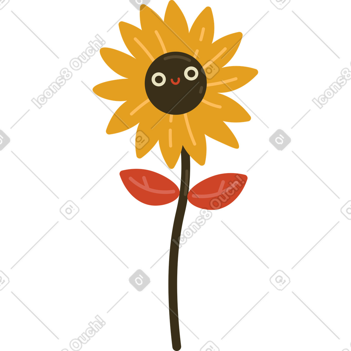 Arabica 스타일의 해바라기 일러스트레이션 PNG, SVG 다운로드