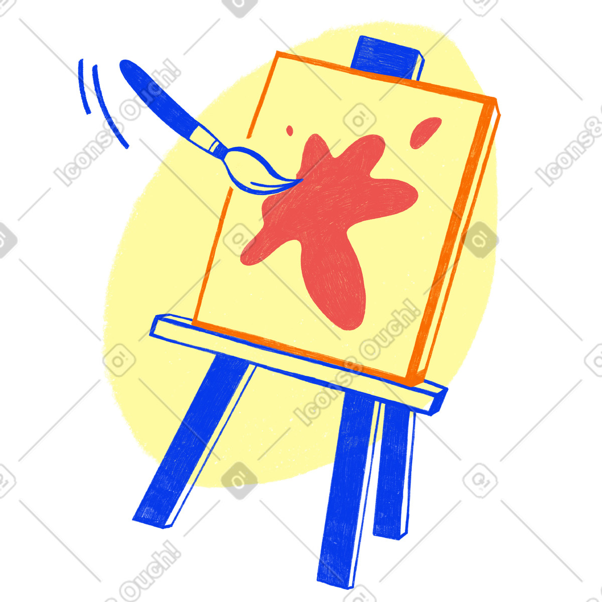 Ilustração de An easel with a large canvas as symbol of the profession artist em no estilo Biro para baixar em PNG, SVG