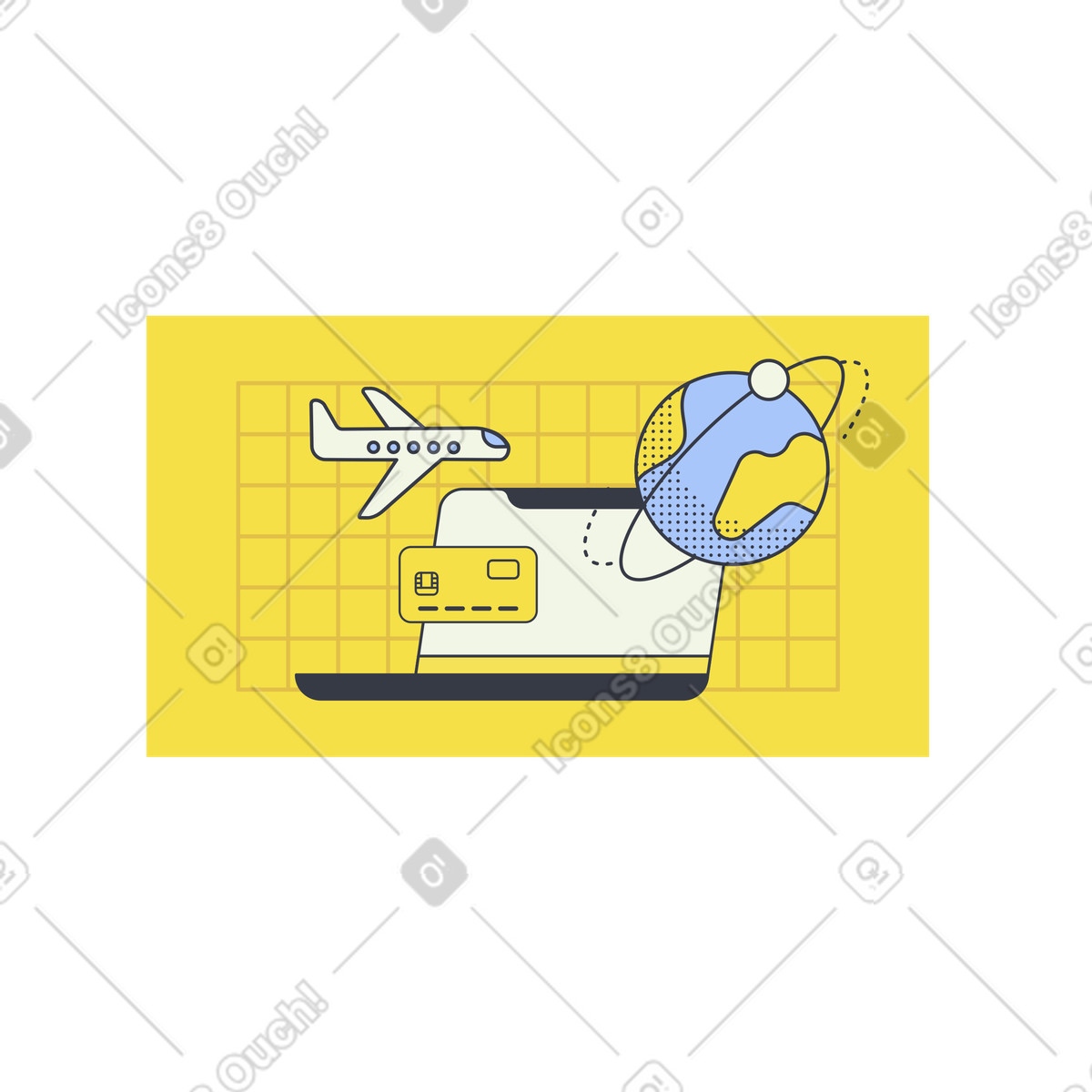 Ilustração de Reserva voos online em no estilo Abstract para baixar em PNG, SVG