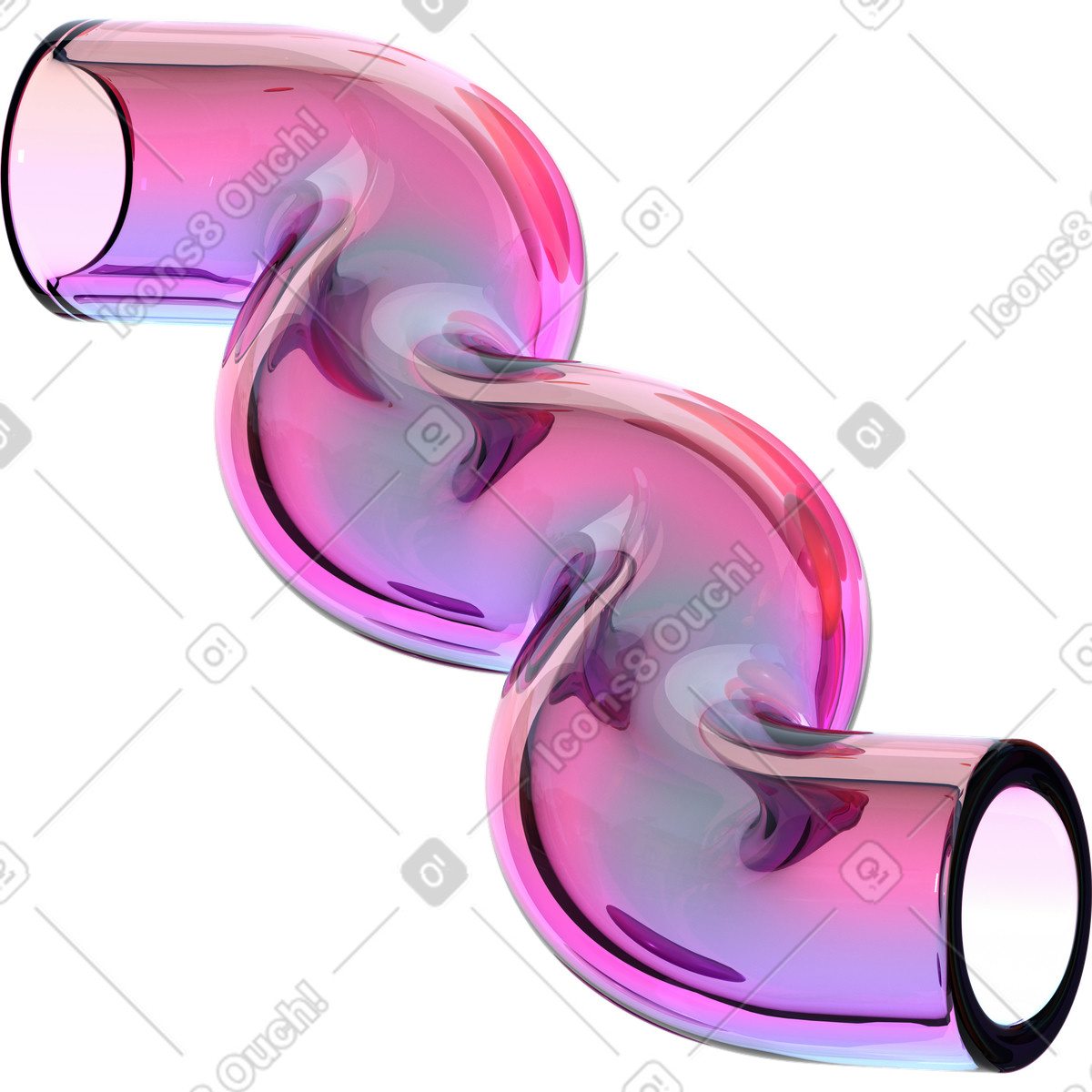 유리 물결 모양의 튜브 illustration in 3D Glassy style download in PNG, SVG