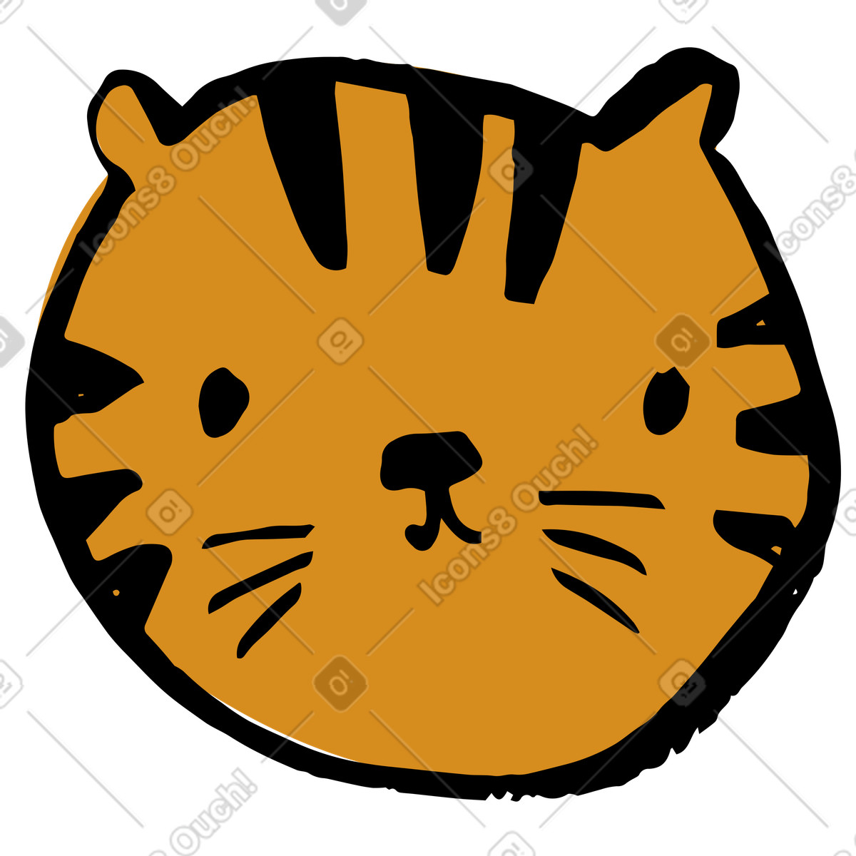 Testa di tigre illustrazione in stile Scandi scarica in PNG, SVG