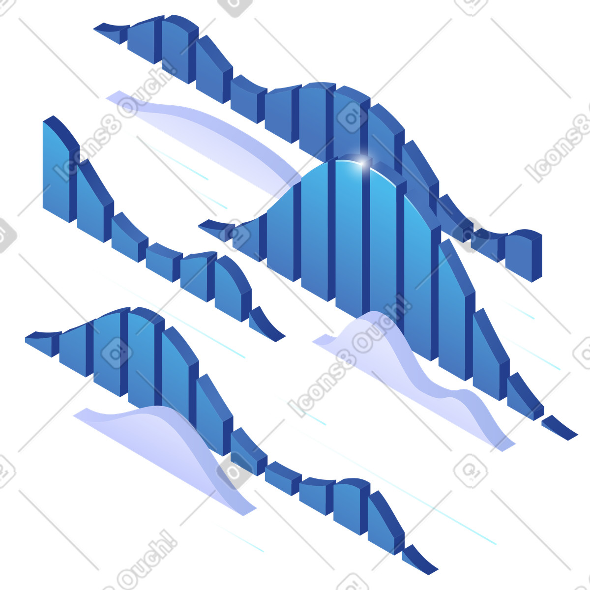 Analisi predittiva e previsioni, business intelligence reporting illustrazione in stile Quantum scarica in PNG, SVG