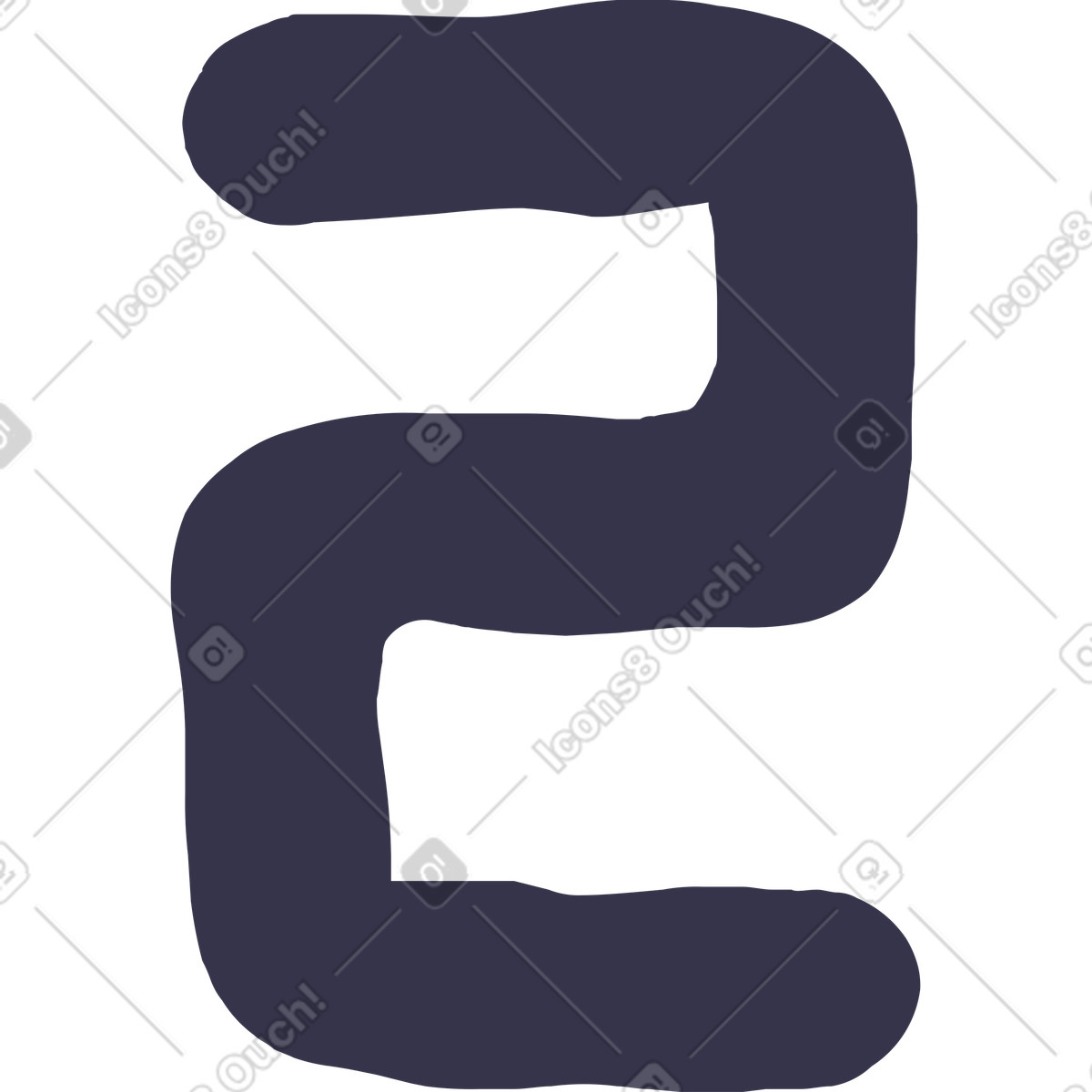 Number two illustration in Stripy style download in PNG, SVG