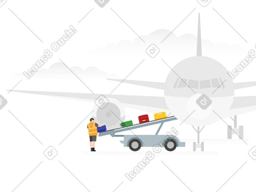 A man unloading luggage from an airplane PNG, SVG
