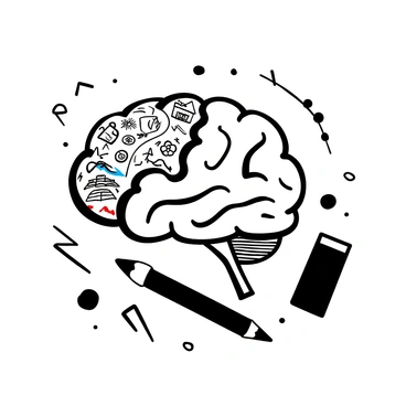 A brain where one side is drawing or painting the other side