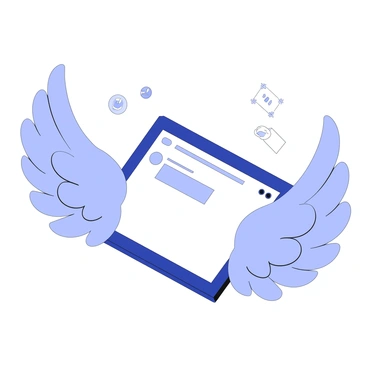 A tablet is resting on a flat surface, illuminated by a soft light. Surrounding the tablet are large, detailed wings resembling those of a guardian. The wings are partially wrapped around the tablet, creating a protective barrier. The tablet screen displays a social media interface with notifications, emphasizing the theme of cyberbullying. Small, faint symbols of negative comments and messages can be seen floating in the air around the tablet, representing the harmful nature of online interactions. The guardian wings are intricately designed, with feather-like textures and a sense of strength, symbolizing protection and support for the user.