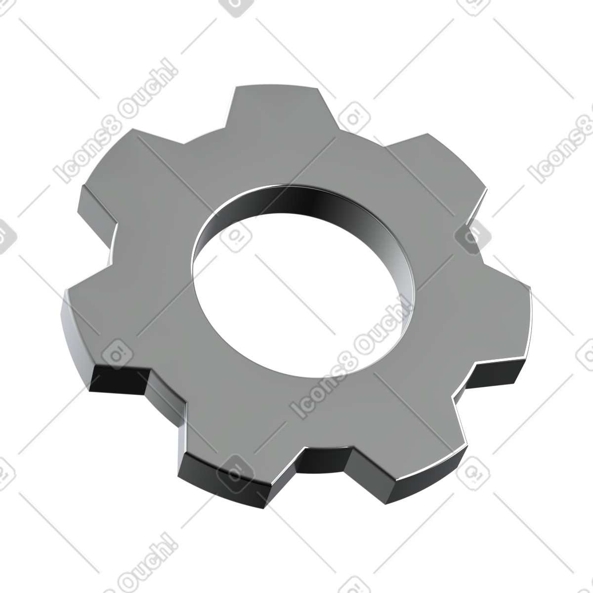 Metallgetriebe-Illustration im 3D Enterprise-Stil als Download in PNG, SVG