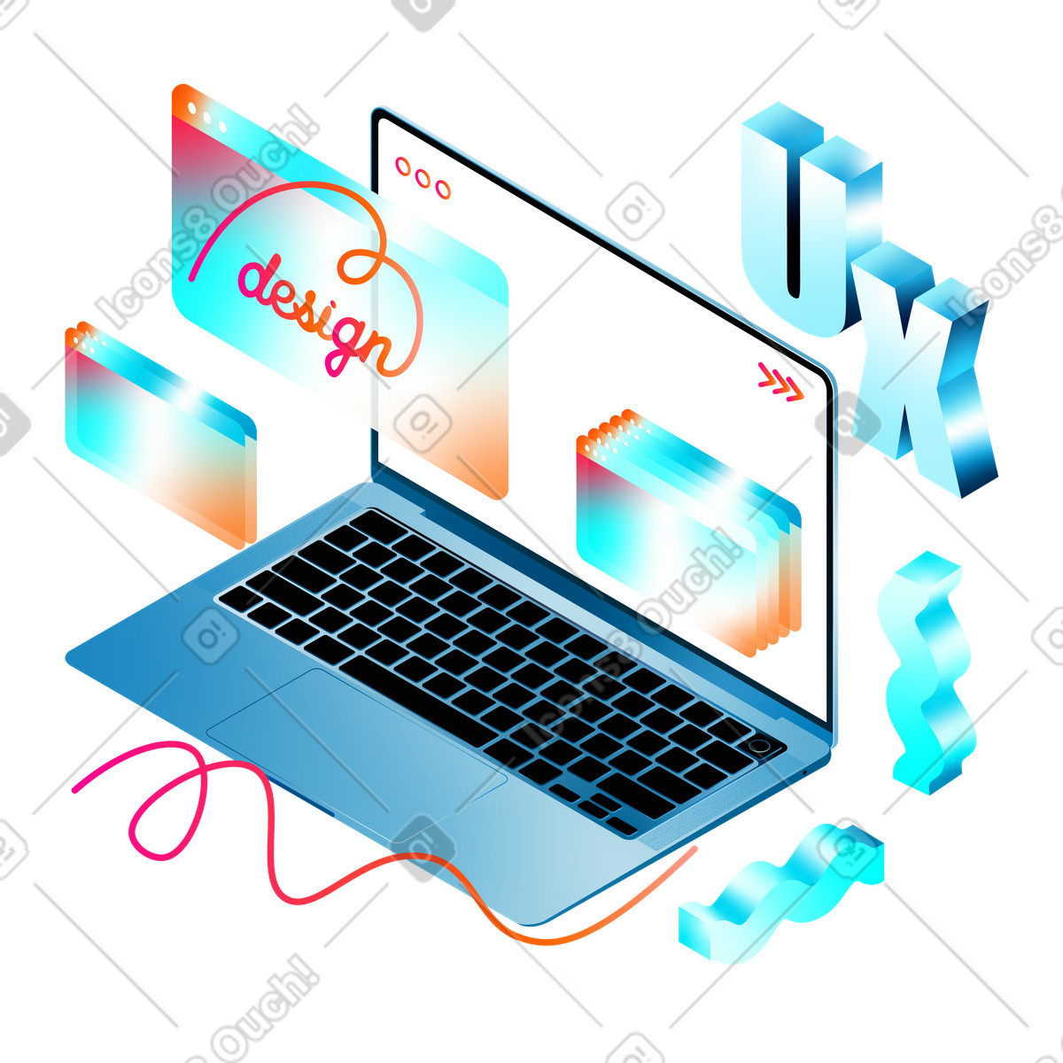 UX design, product page design illustration in PNG, SVG