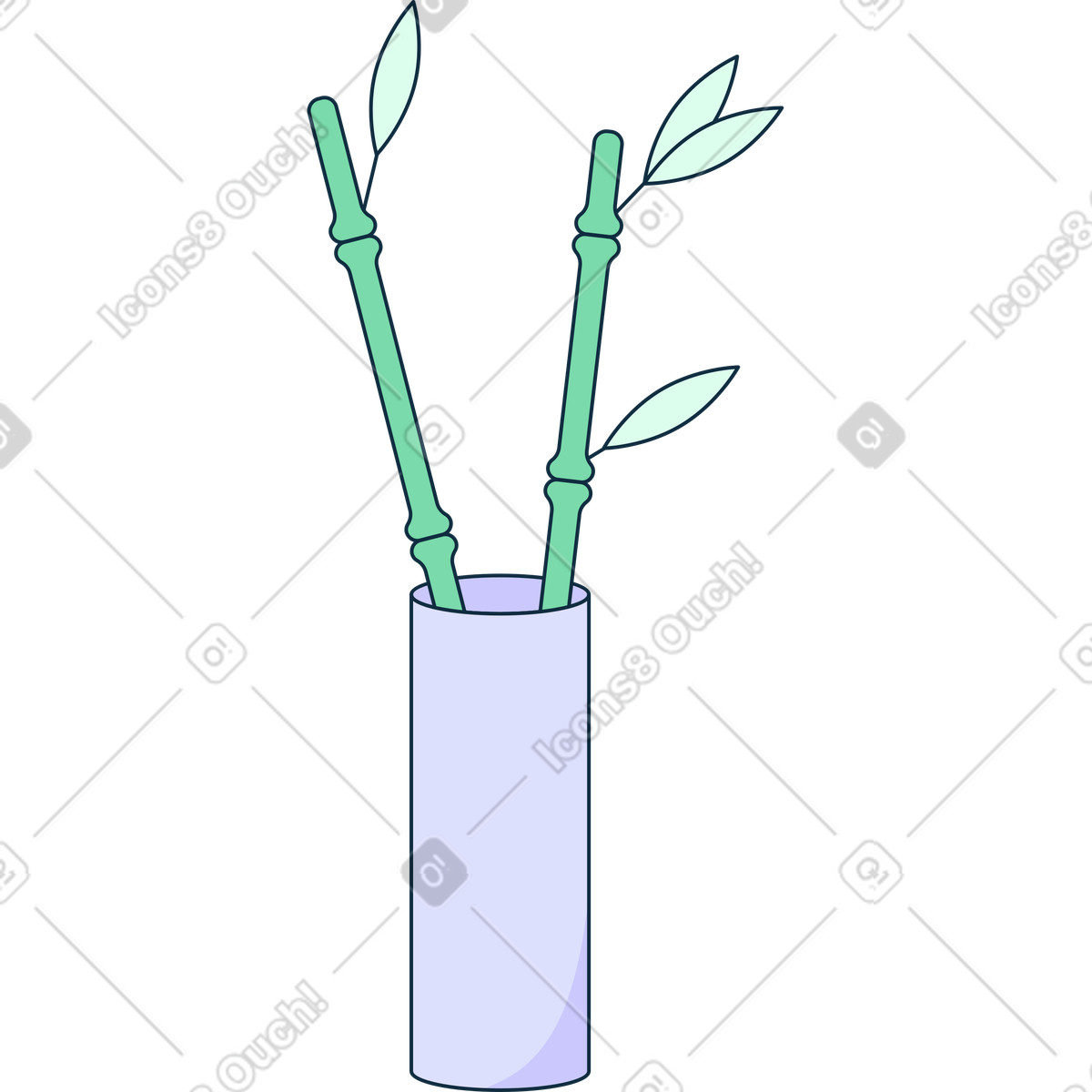 Illustration Bambou dans un vase le style Bubble gum à télécharger aux formats PNG, SVG