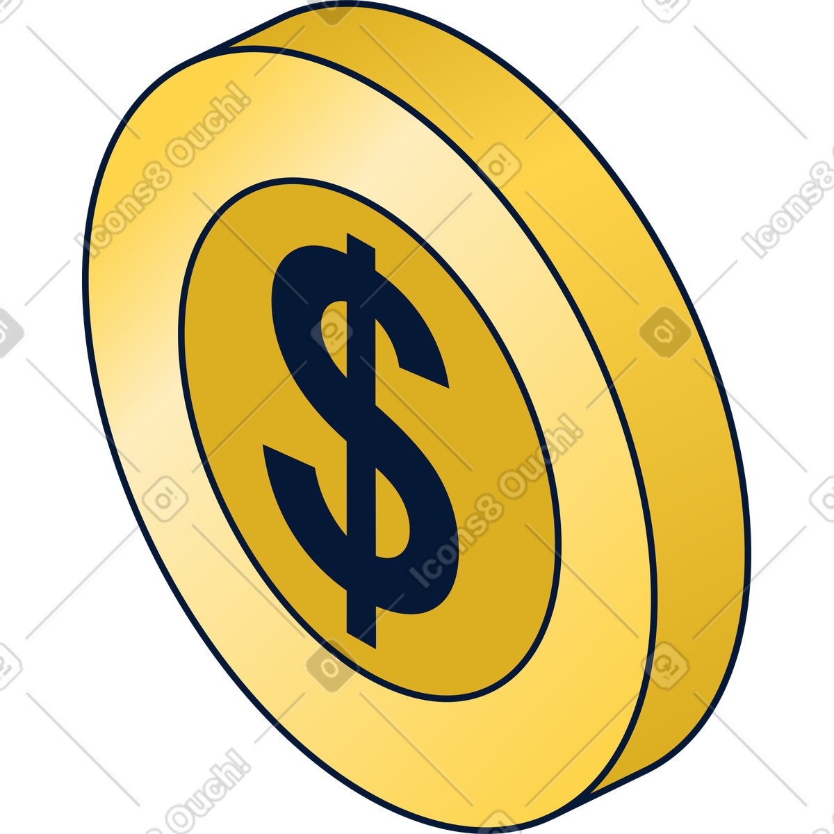 Ilustração de Dollar isometric coin em no estilo Neat para baixar em PNG, SVG