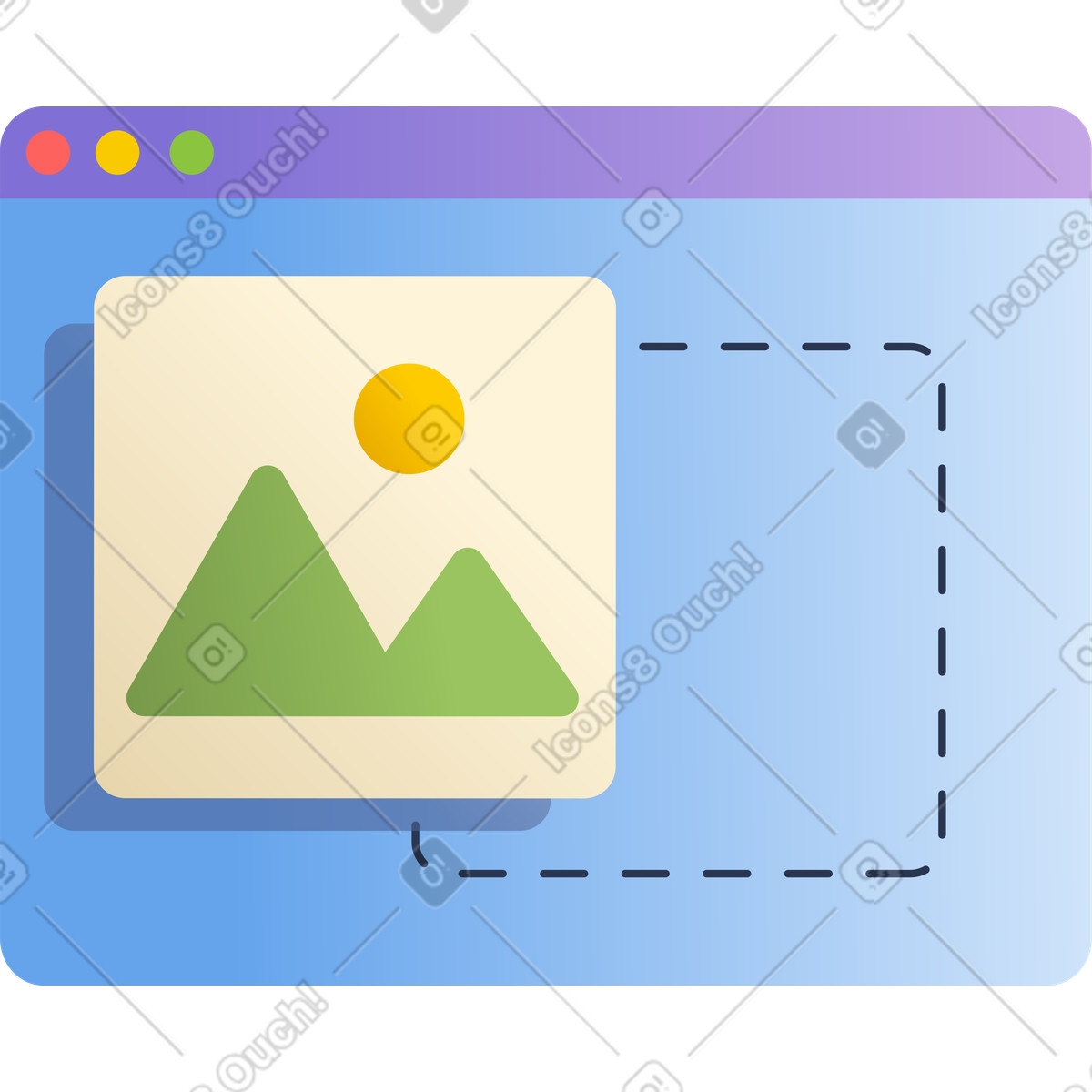 Finestra del browser con layout illustrazione in stile Silky scarica in PNG, SVG