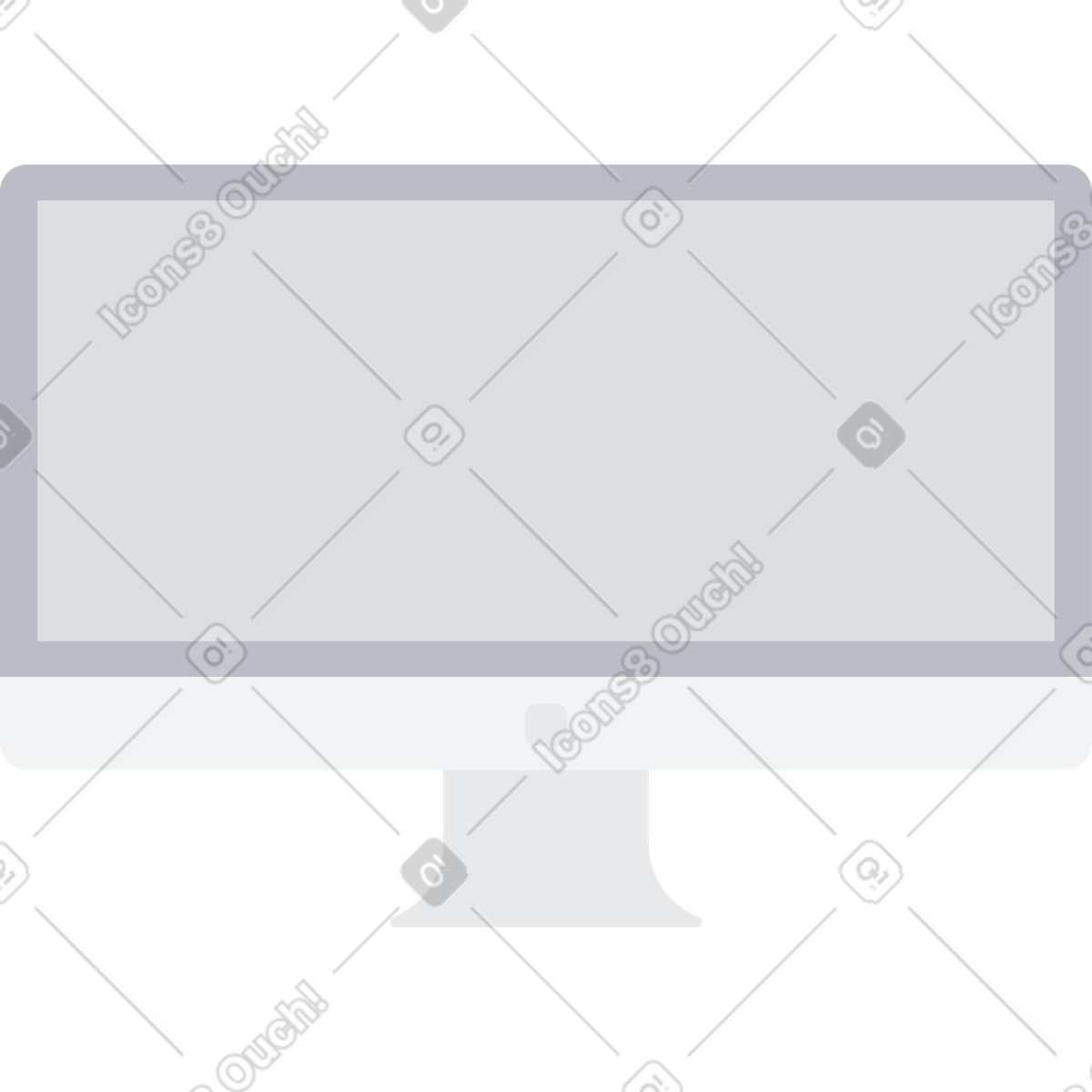 Flat computer monitor illustration clipart showing minimalist technology screen