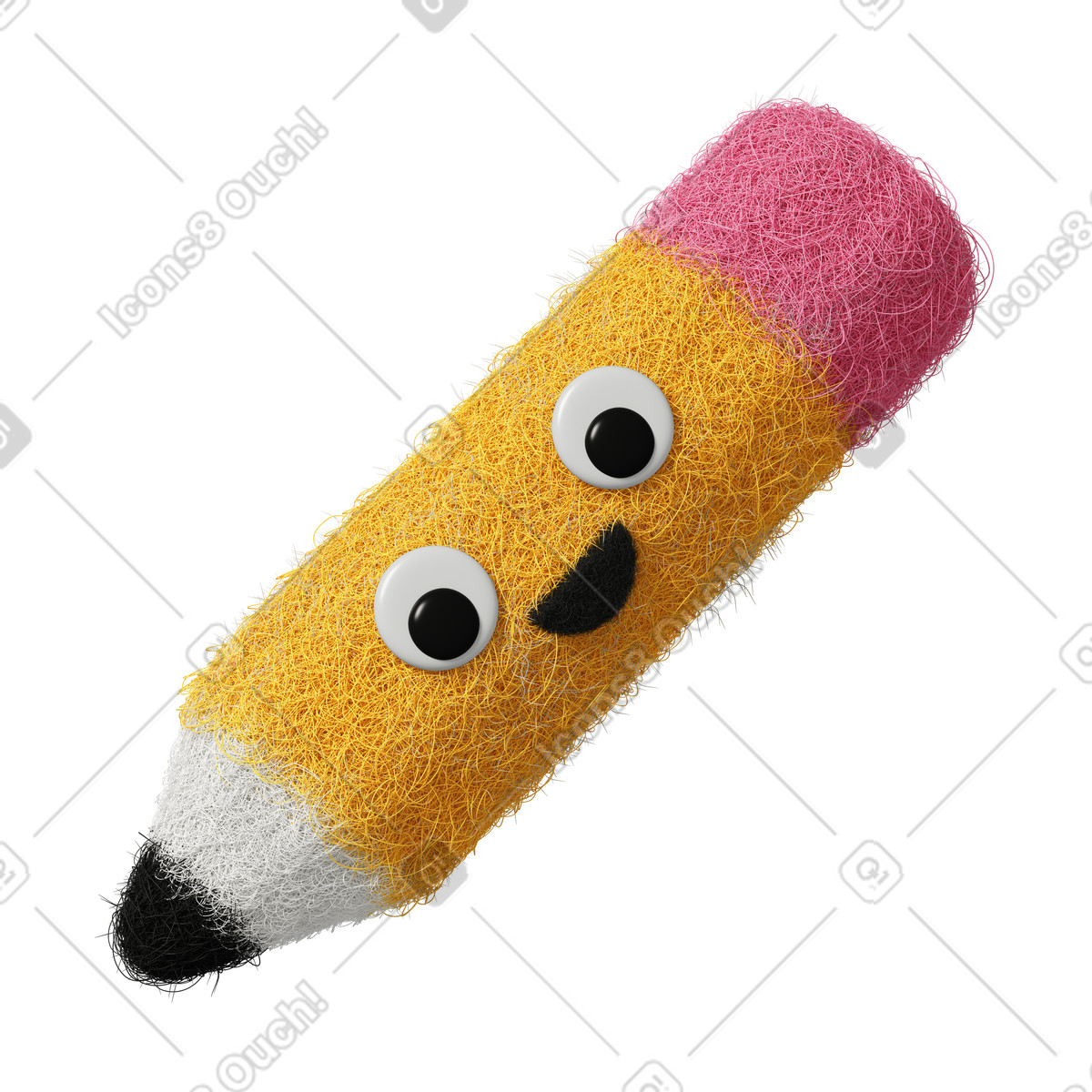 Fuzzy スタイルの Cute yellow pencil のイラストをPNG、SVG形式でダウンロード