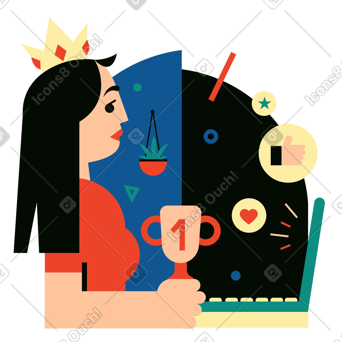 Ilustración Reina de belleza en estilo Polar a descargar en PNG y SVG