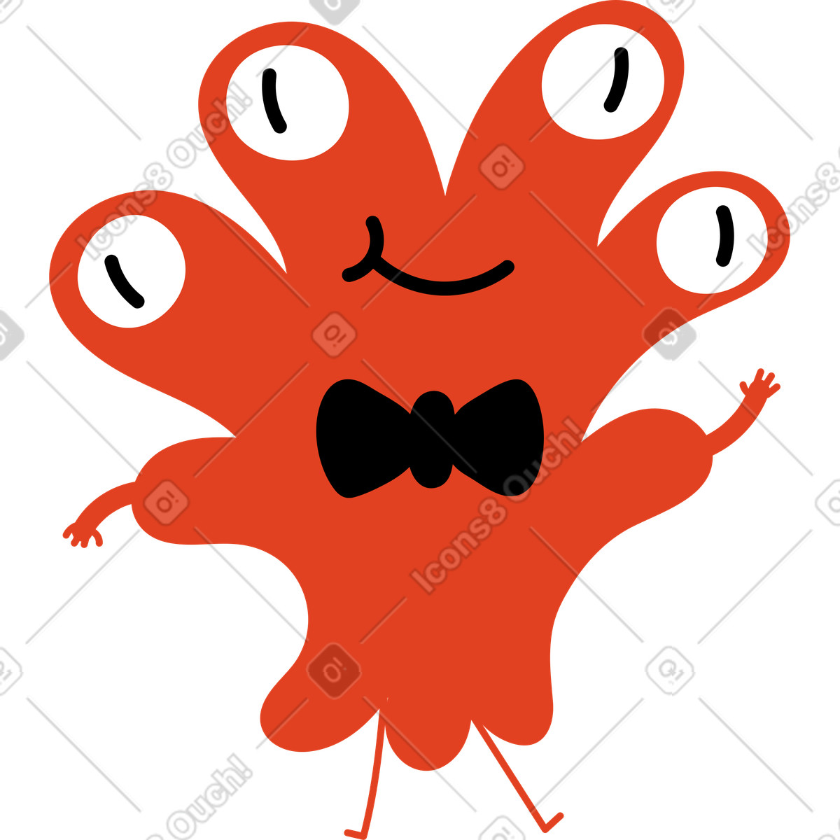 Red character with four-eyed illustration in Jelly style download in PNG, SVG