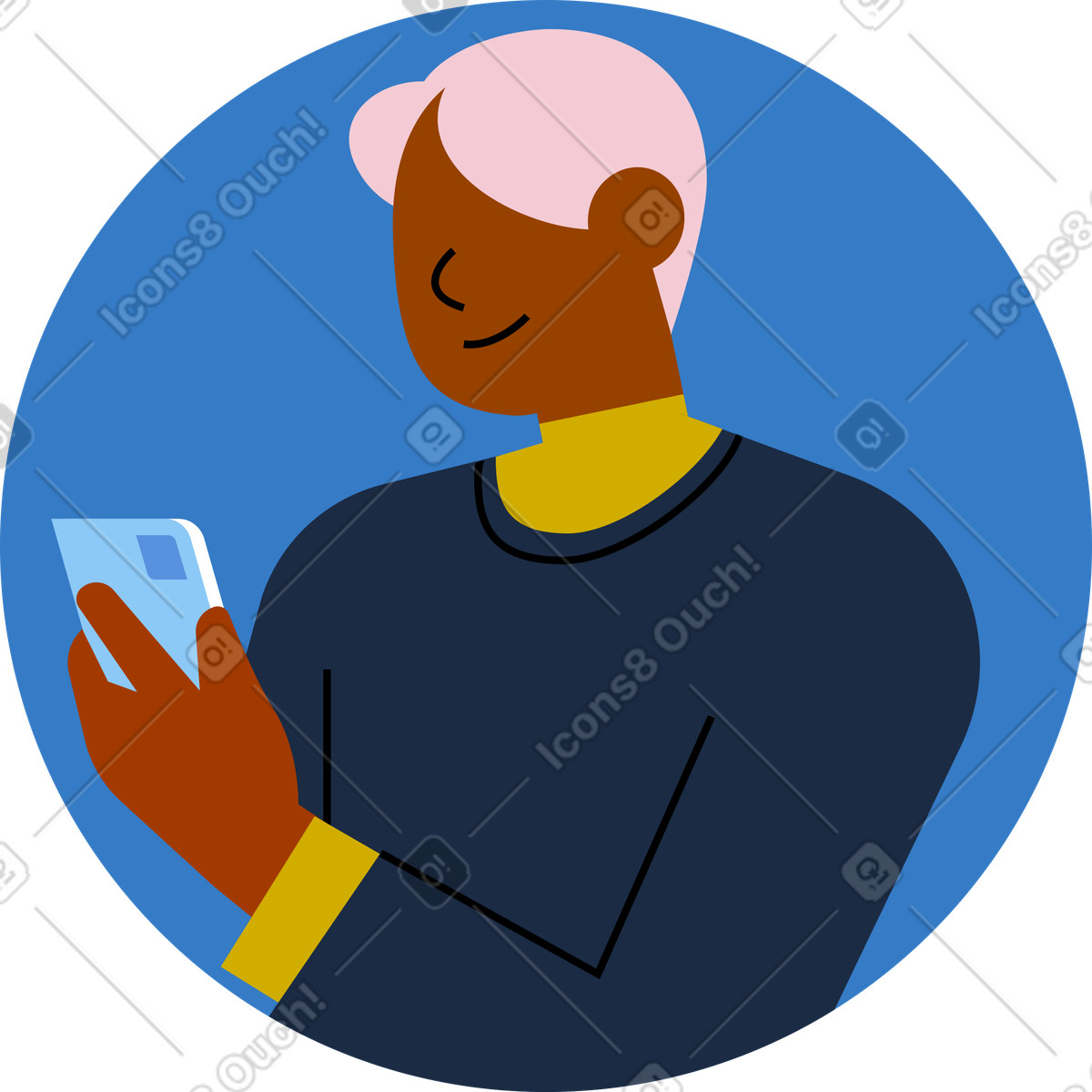 Ilustración Hombre con un teléfono en estilo Vector a descargar en PNG y SVG