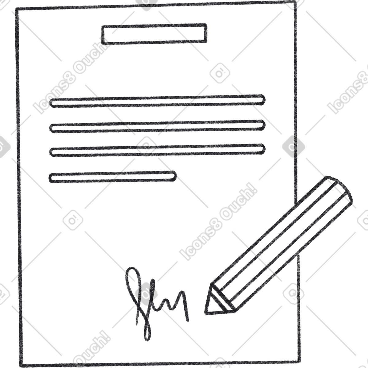 Signed document-Illustration im Bonbon Line-Stil als Download in PNG, SVG