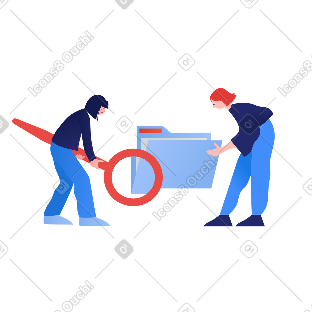 Searching for a file in folder illustration Clip style download PNG, SVG