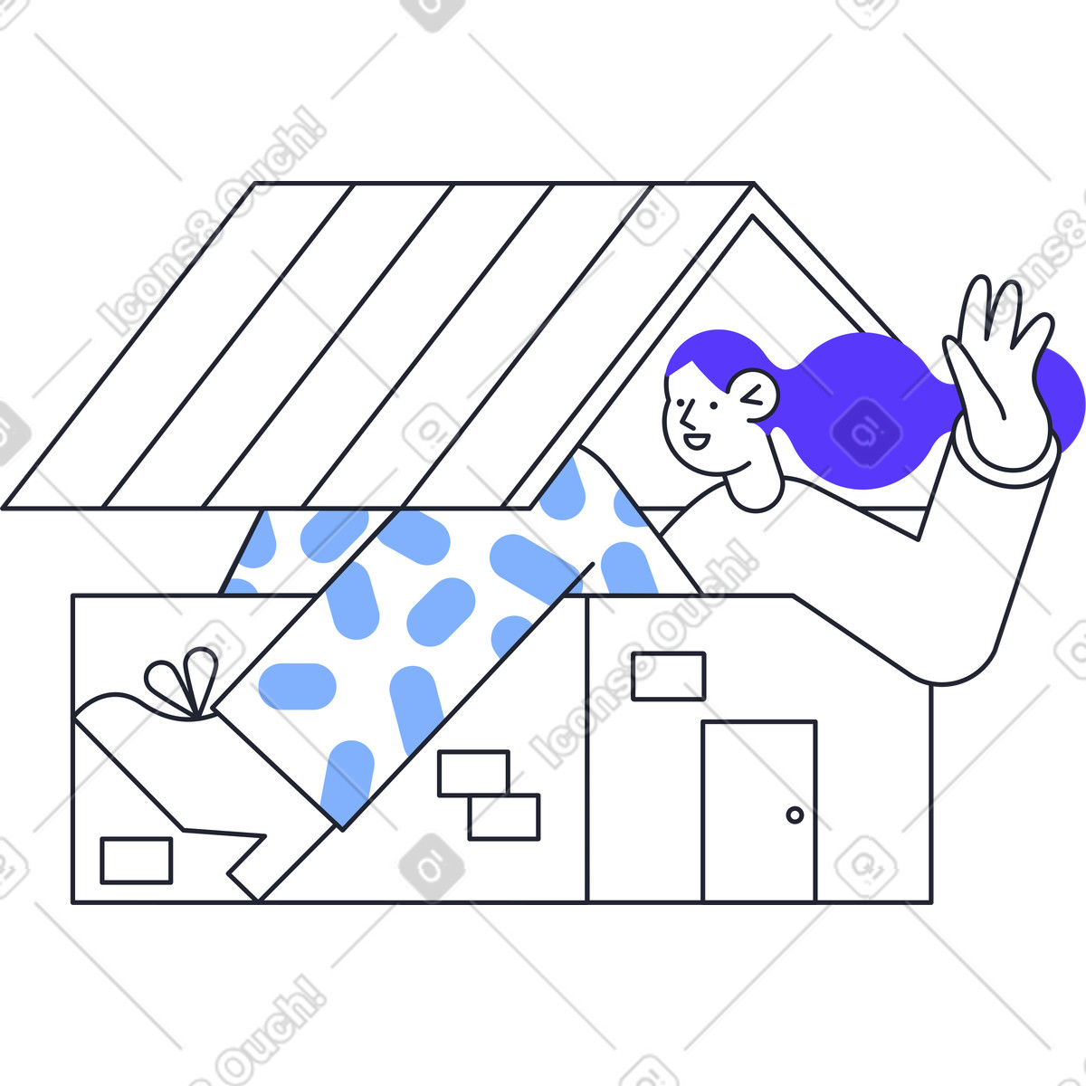 Donna in casa illustrazione stile Pablita scarica PNG, SVG