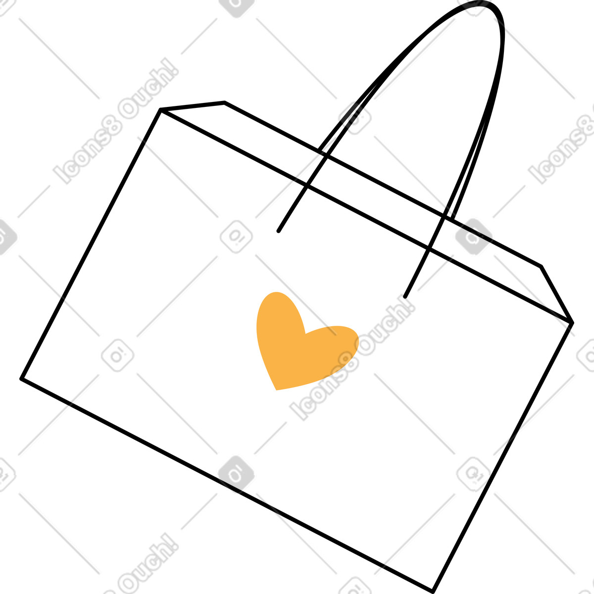 White bag with yellow heart-Illustration im Bloom-Stil als Download in PNG, SVG