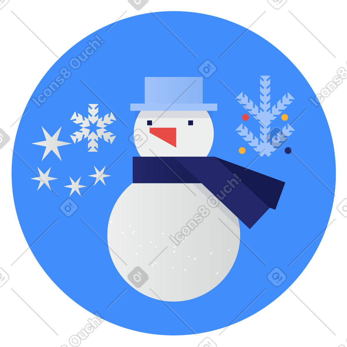 Snowman in scarf and hat illustration Clip style download PNG, SVG