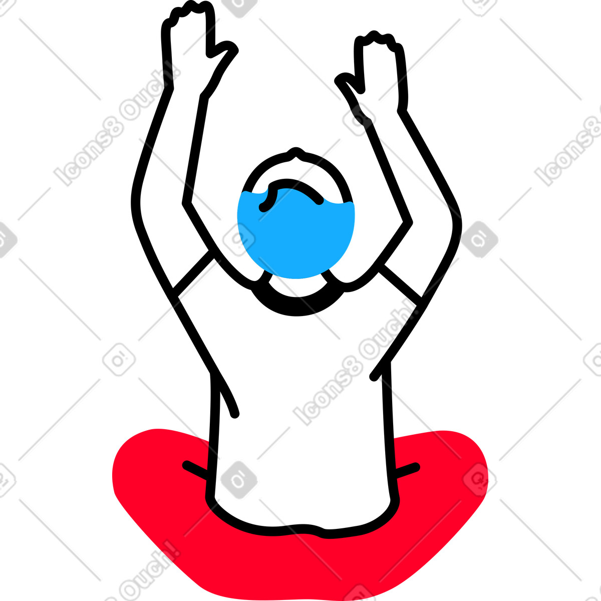 Man sitting back with hands up-Illustration im Transistor-Stil als Download in PNG, SVG