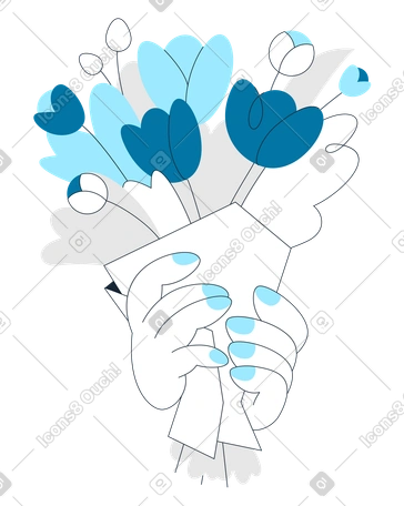 手中捧着一束鲜花 PNG, SVG