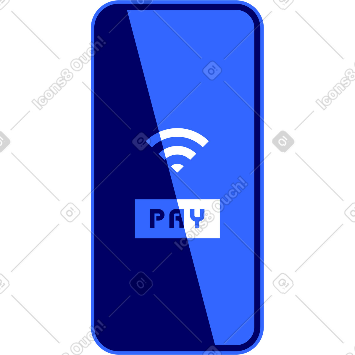 Smartphone mit aufschrift bezahlen auf dem bildschirm-Illustration im Lounge-Stil als Download in PNG, SVG