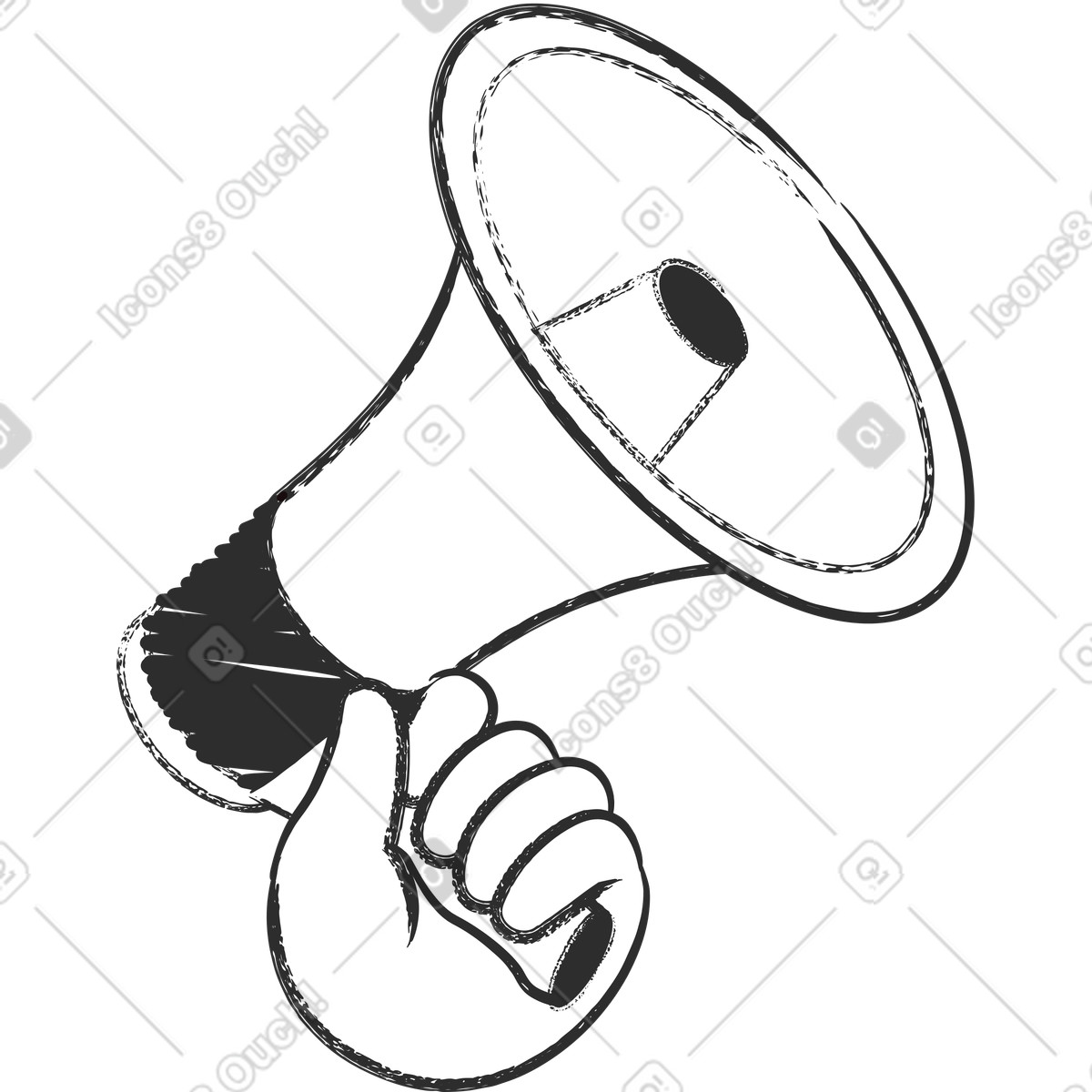 Altoparlante con mano illustrazione in stile Graphite scarica in PNG, SVG