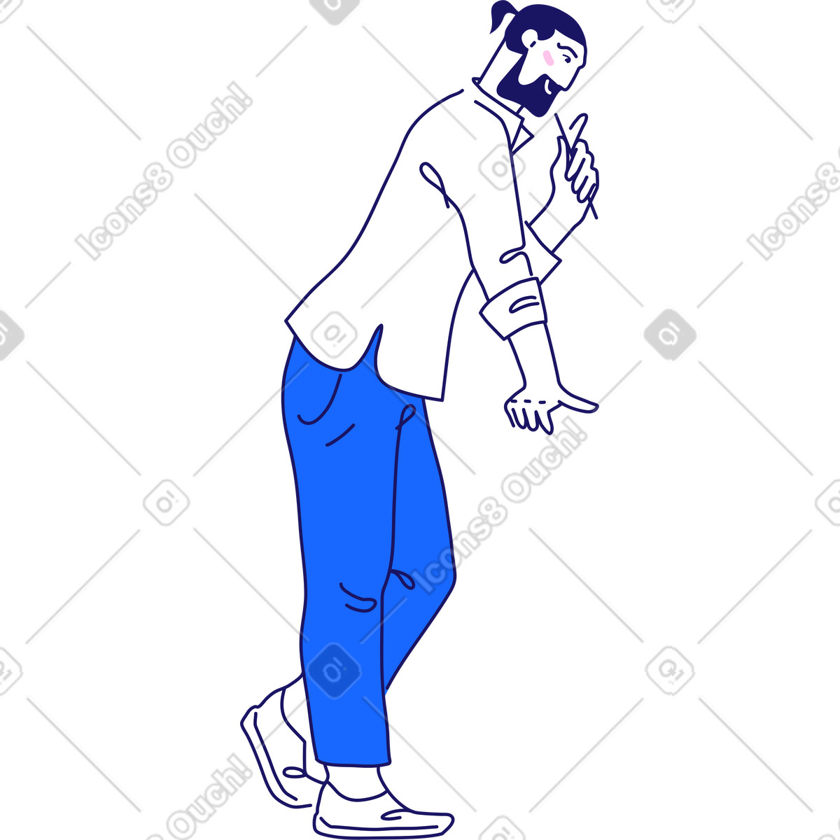 Mann, der einen bleistift hält-Illustration im Matey-Stil als Download in PNG, SVG