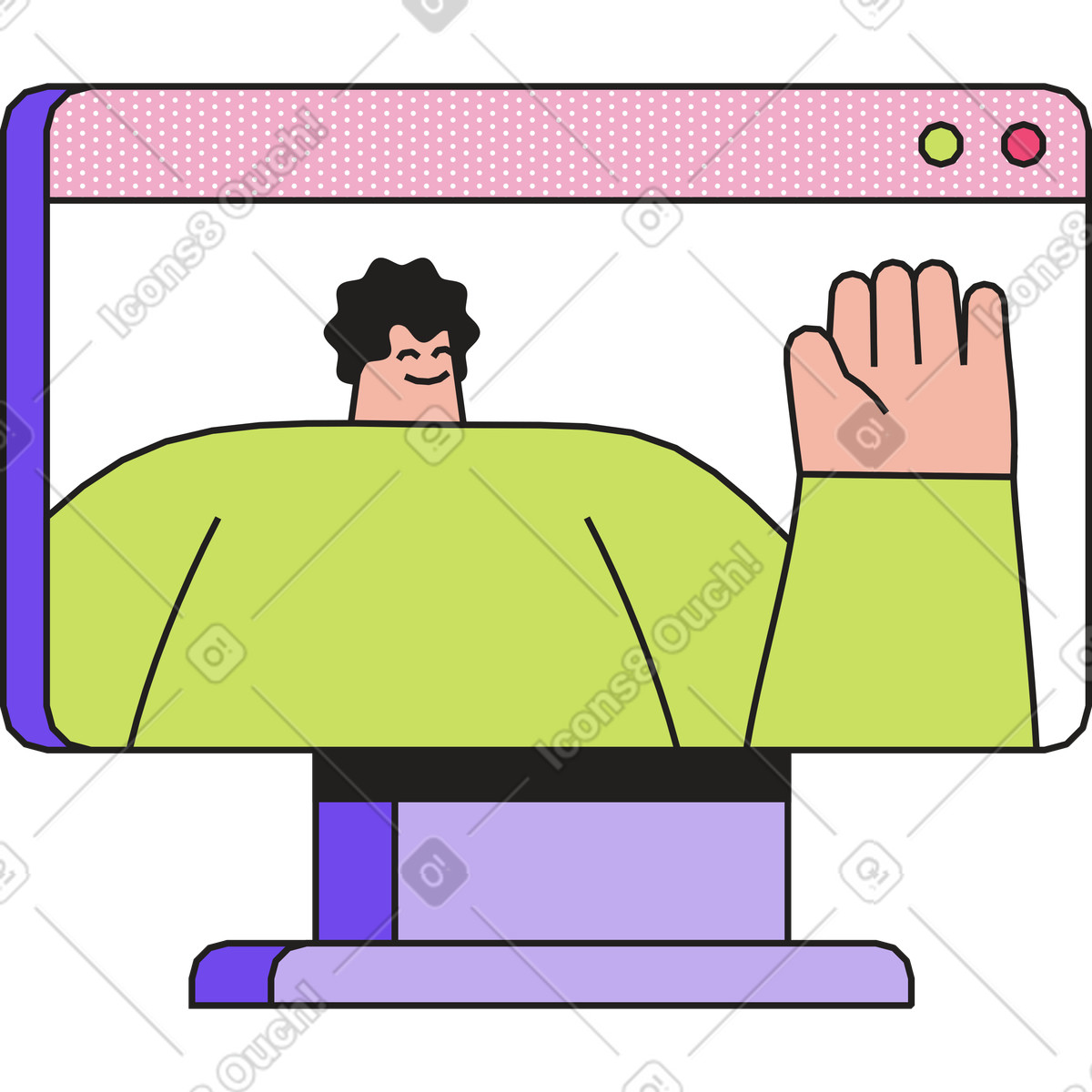 Ilustração de Homem no monitor com uma saudação em estilo Dazzle para baixar em PNG, SVG