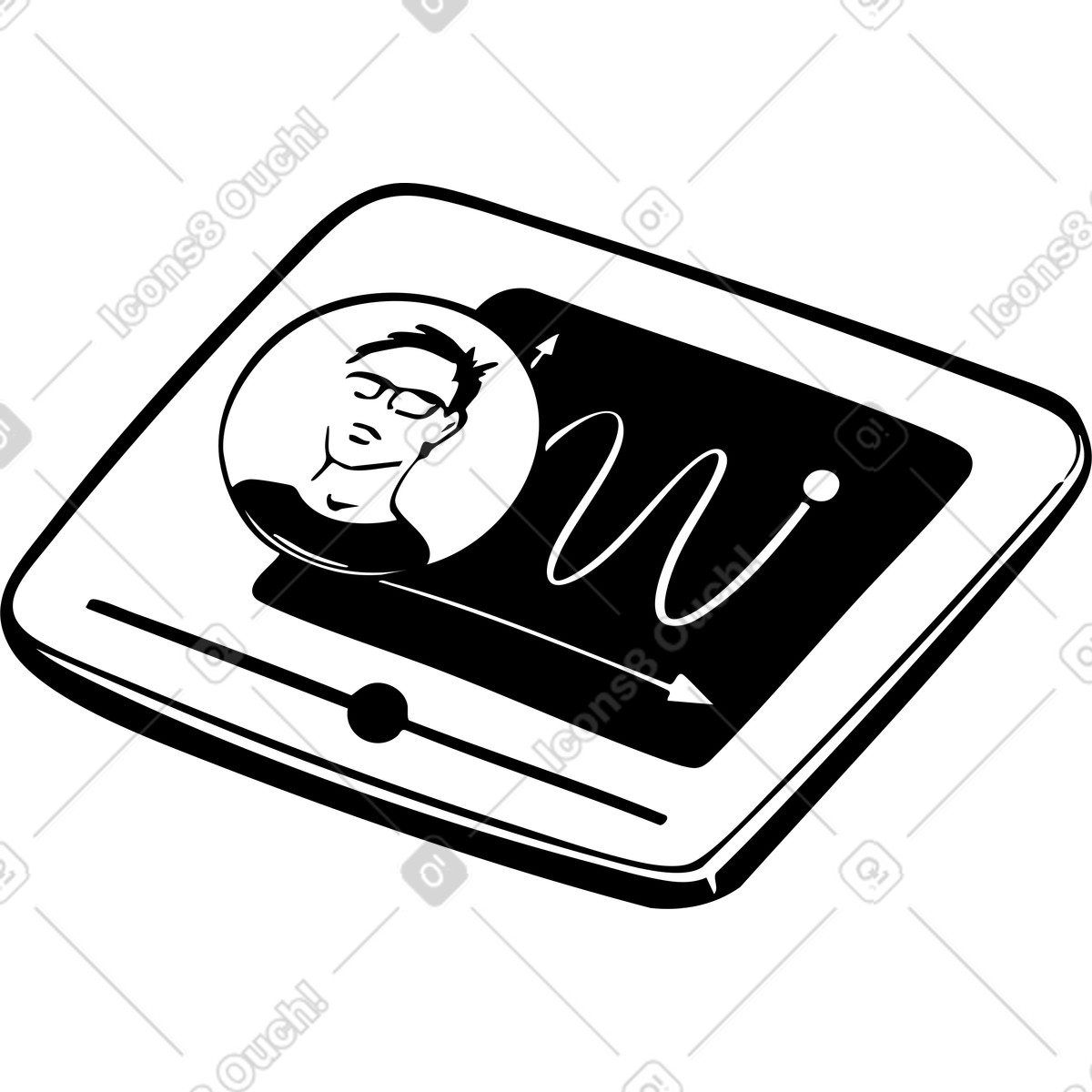 Tablet with interface meeting zoom illustration in Line style download in PNG, SVG