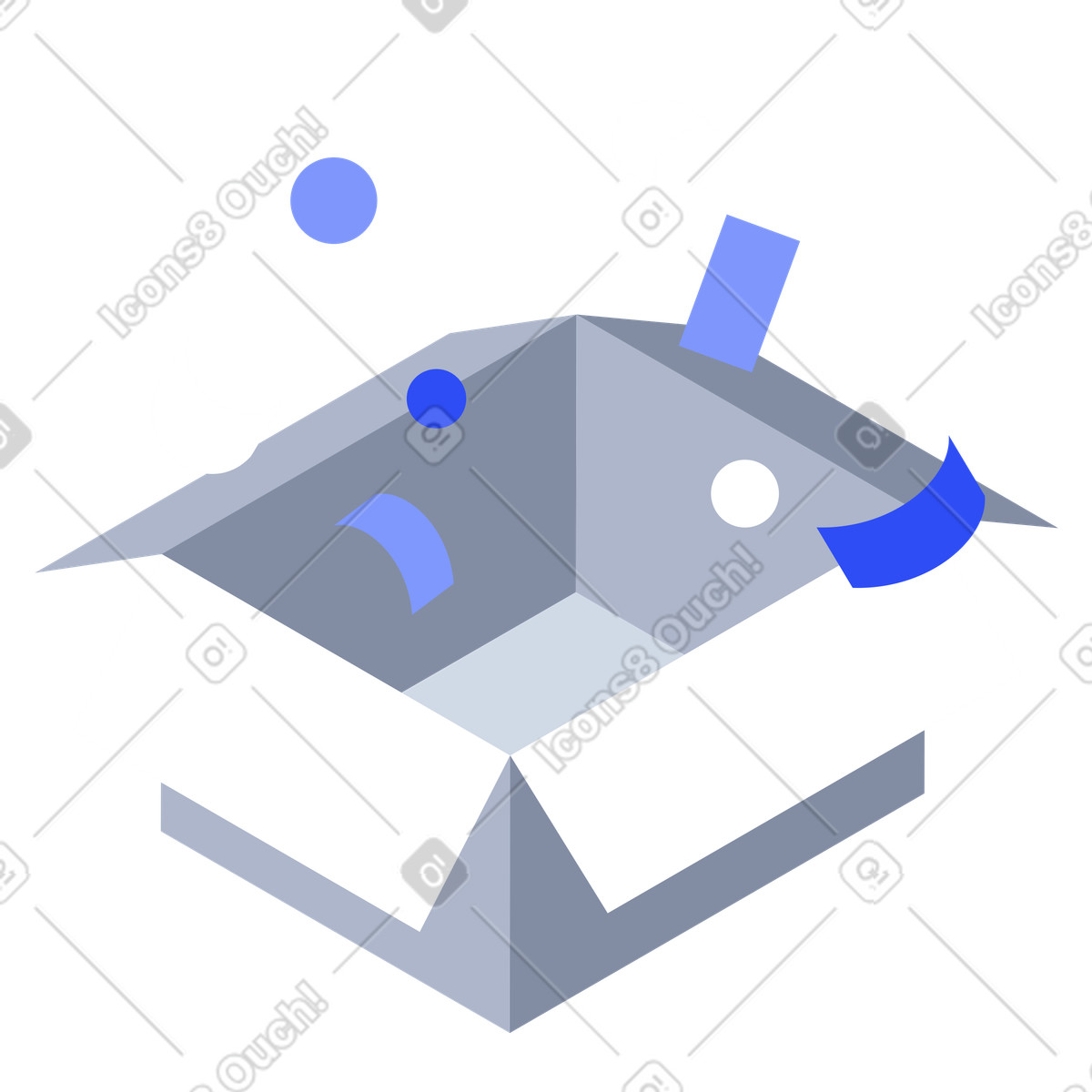 Product launch excitement, unboxing experience, gift box with flying confetti illustration in System style download in PNG, SVG