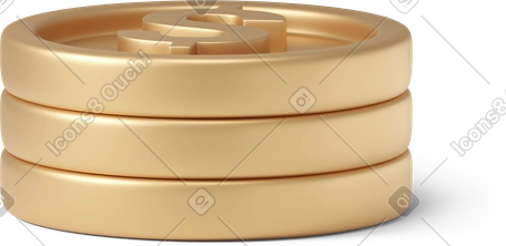 3D pile of three dollar coins PNG, SVG