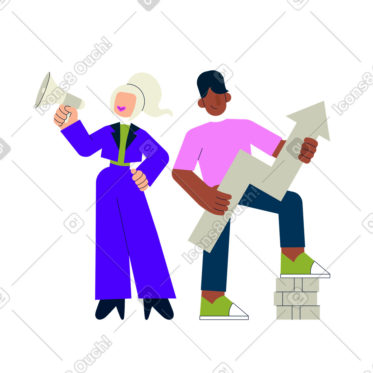 Business-team-marketing-Illustration im Cubes-Stil als Download in PNG, SVG