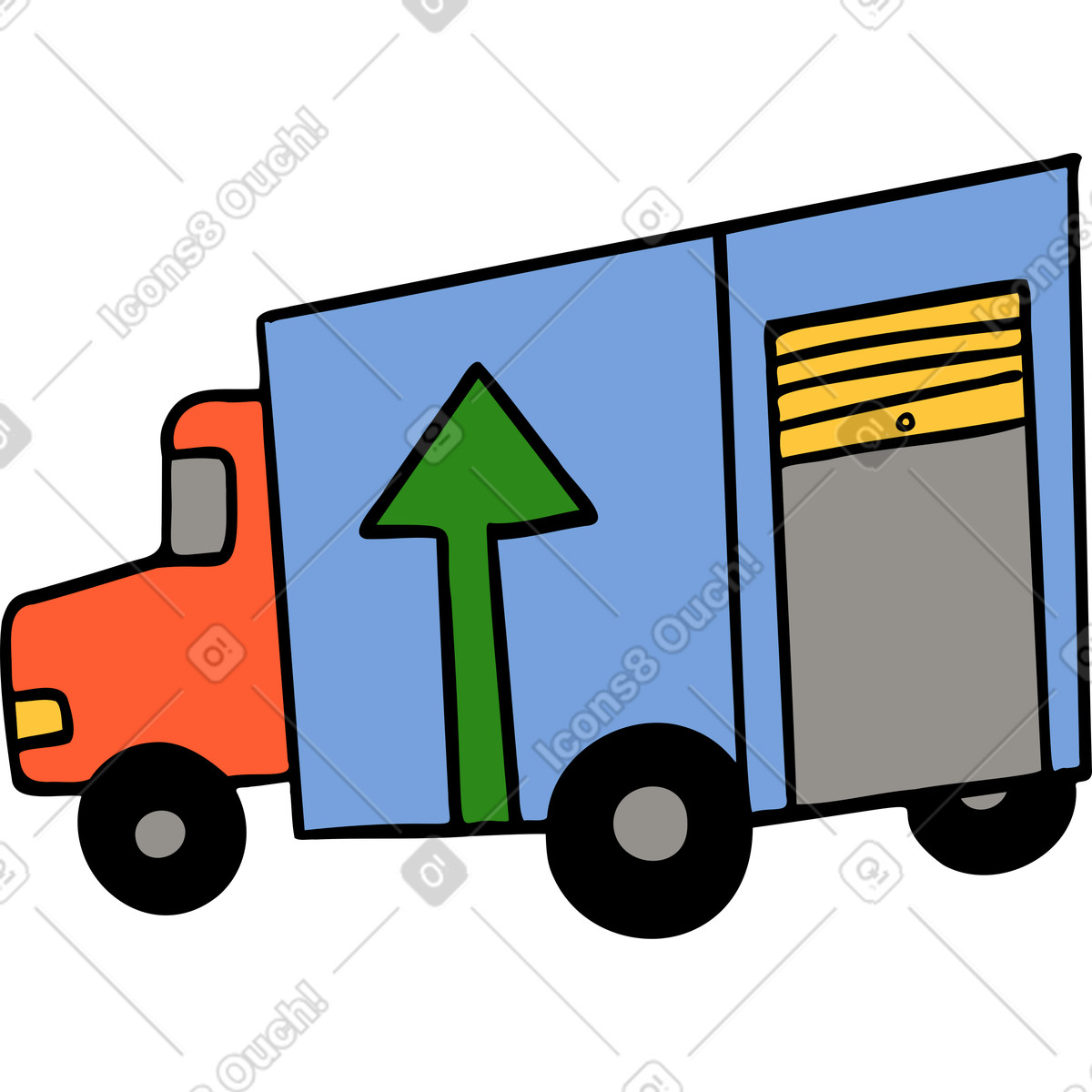 Truck with an open door illustration in Comic style download in PNG, SVG