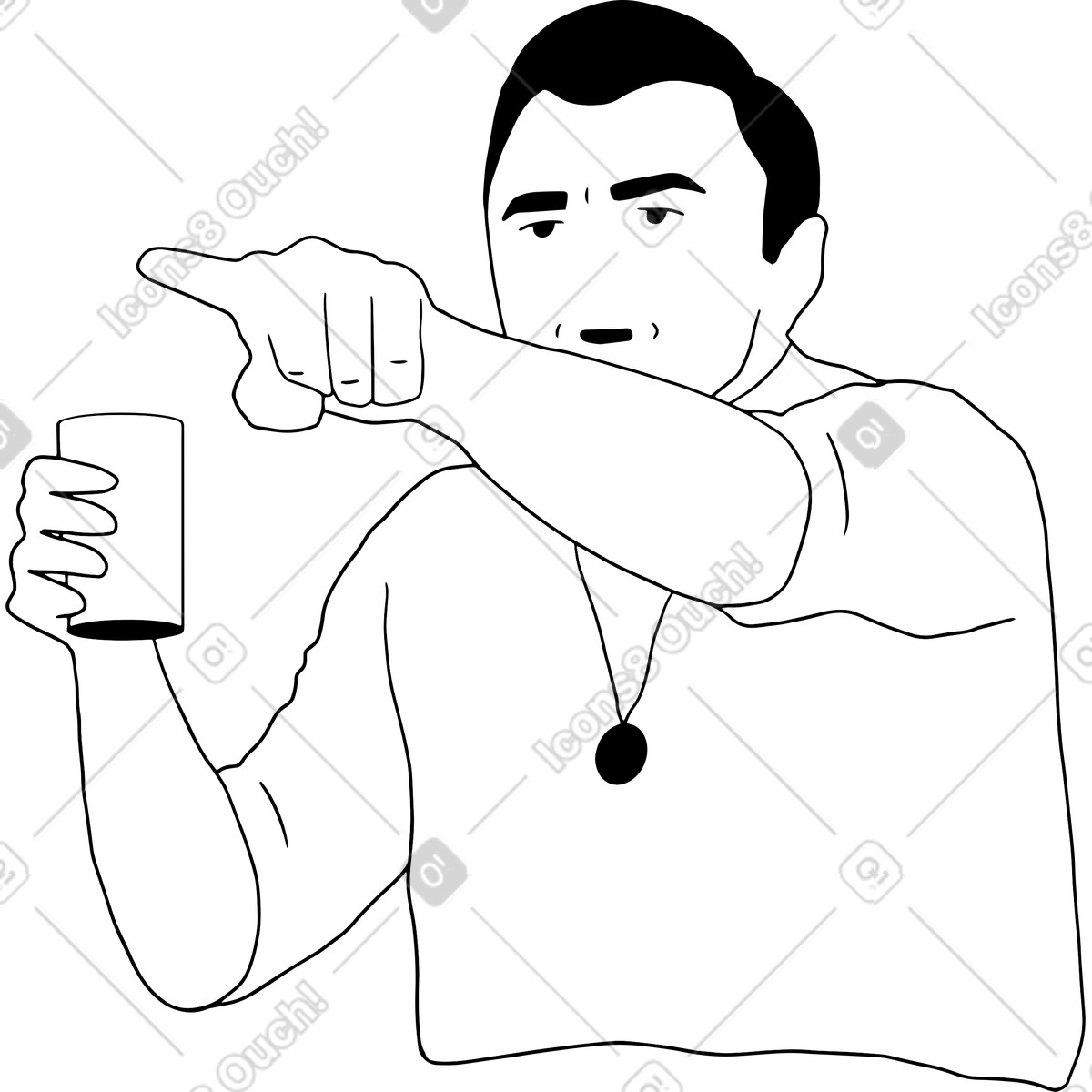 Illustration Jeune homme montrant quelque chose dans le style Dudes à télécharger aux formats PNG, SVG