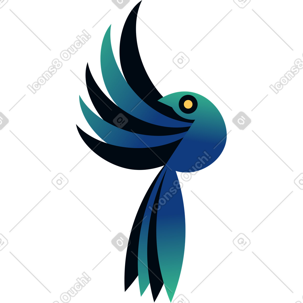 Illustration Oiseau bleu dans le style Amani à télécharger aux formats PNG, SVG