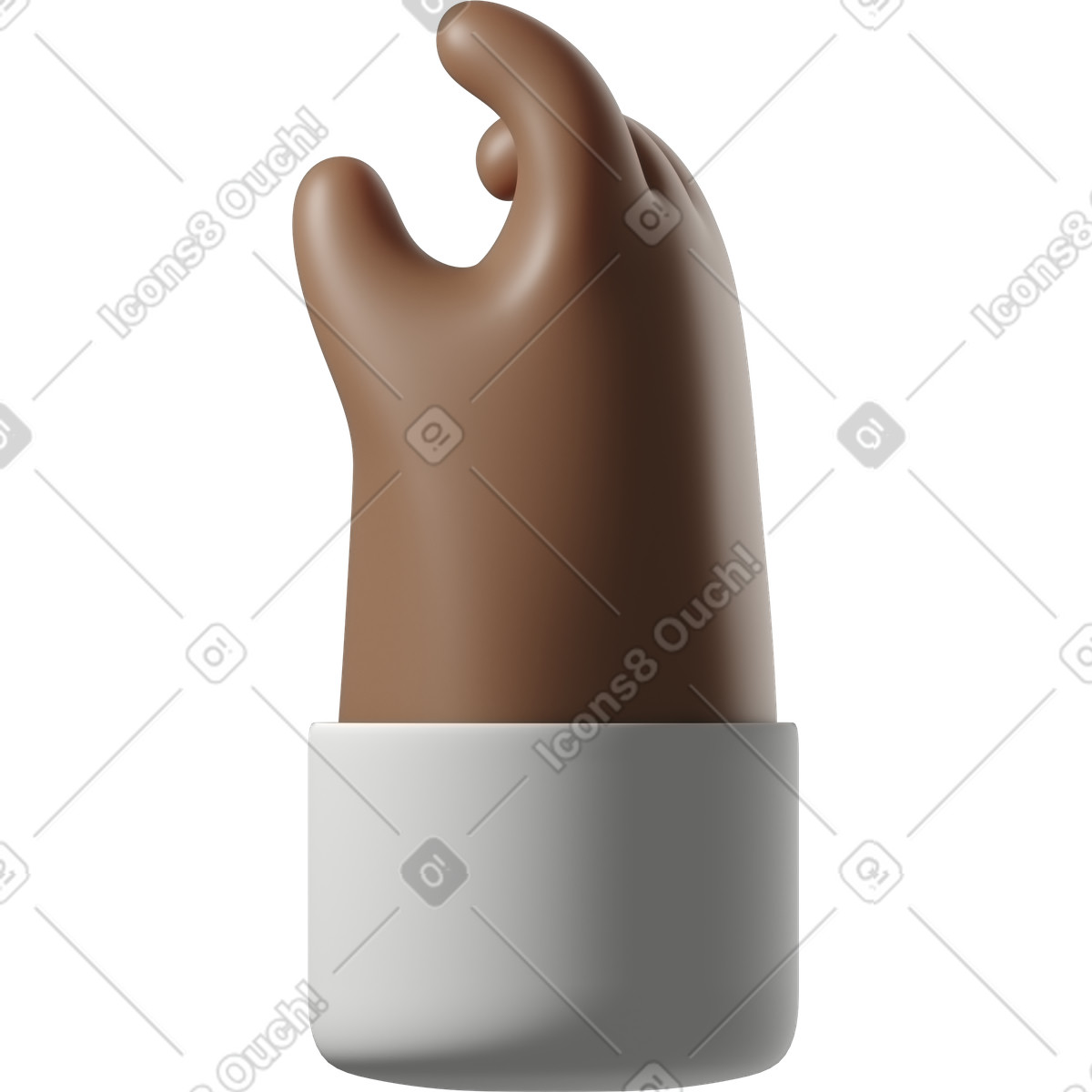 Pinching dark brown skin hand illustration in 3D Hands Fun&Wild style download in PNG, SVG