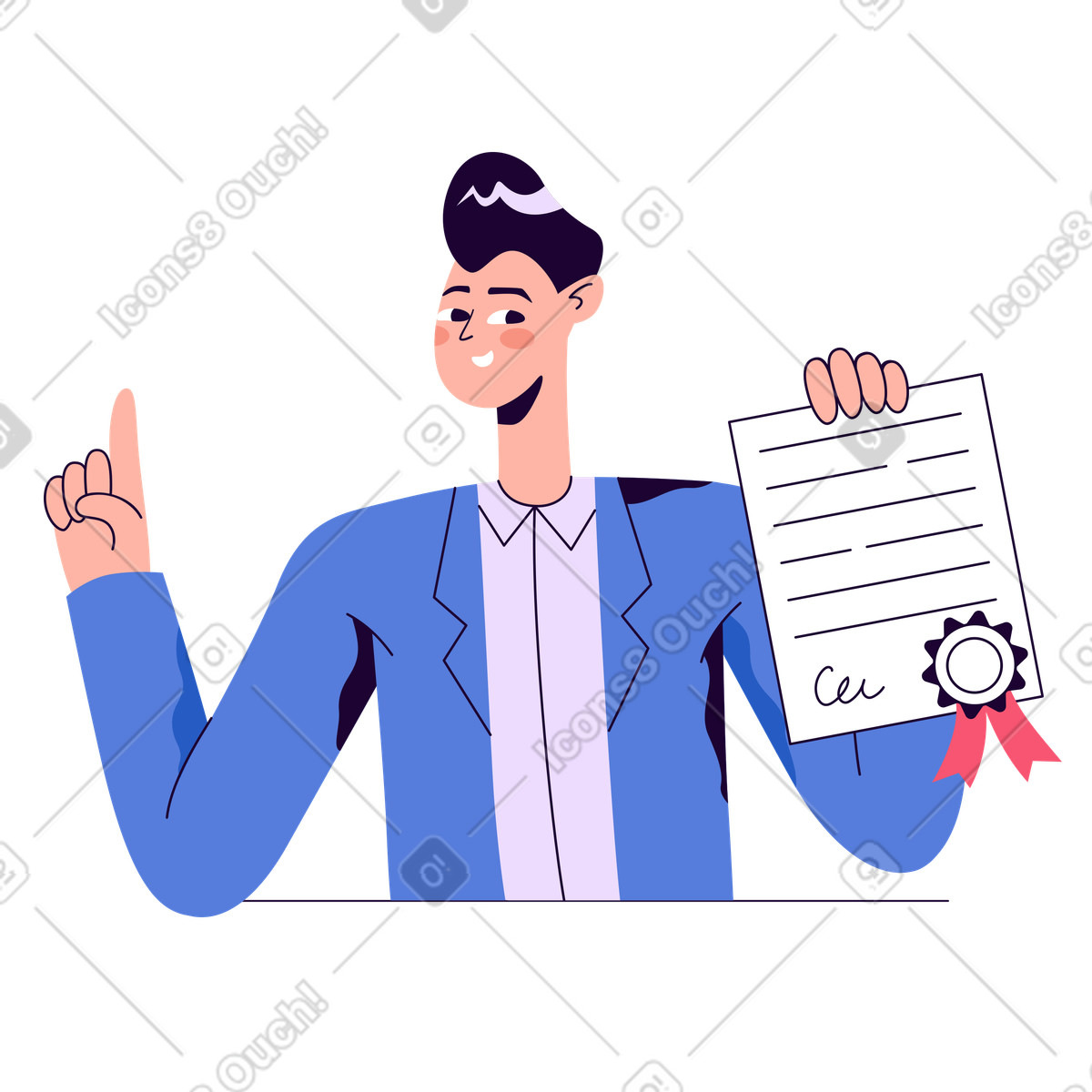 Uomo con un certificato illustrazione in stile Martina scarica in PNG, SVG