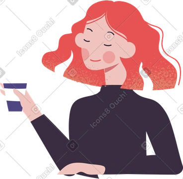 Woman with coffee PNG, SVG