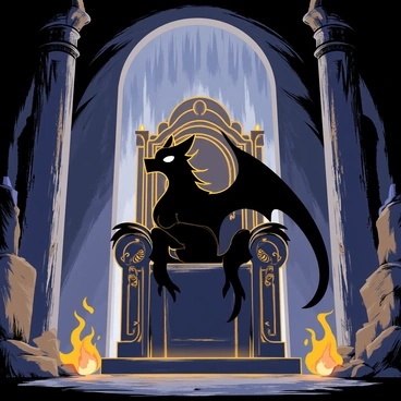 A Balrog resting in the throne room of an ancient underground castle
