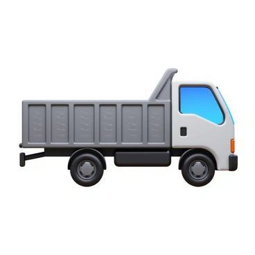 A 3D icon of a truck with its tailgate illustrated in the process of opening. The tailgate is partially lowered to show its hinge mechanism. The truck is depicted from a side angle to highlight the tailgate's movement. Visible details include the textured surface of the tailgate and the truck's body, showcasing a modern design. The background is simple to focus on the truck's features and the tailgate operation.