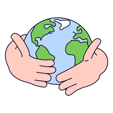 A giant pair of hands is shown gently embracing a globe. The hands have a smooth, light-colored skin tone, with fingers carefully wrapped around the globe. The globe is vibrant, displaying continents in green, blue oceans, and white polar ice caps. The scene conveys a sense of warmth and togetherness, highlighting the theme of unity and acceptance. The background is simple and unobtrusive, allowing the hands and globe to be the focal point of the image.