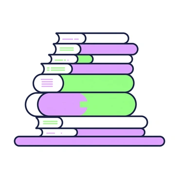 A stack of books is arranged vertically on a surface. The stack consists of six books in total, with four books on the bottom and two books on top. Two of the bottom books are colored in a contrasting design to indicate a fraction, while the other two books are in a uniform shade. The two books on top are in a solid color that matches one of the two color schemes of the books below. Each book has a visible spine with titles printed on them.