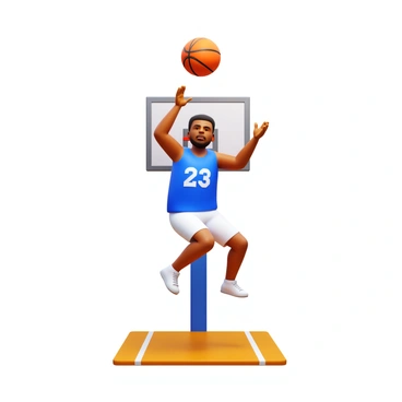 A basketball player jumping to dunk the ball, illustrating the arc of free fall.