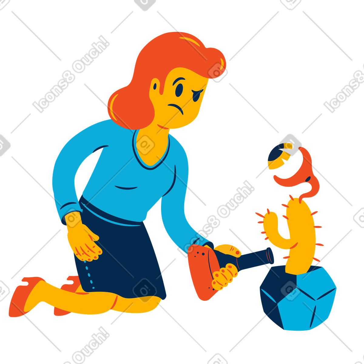 Ilustración Mujer haciendo experimentos biotecnológicos en plantas estilo Flame a descargar PNG y SVG